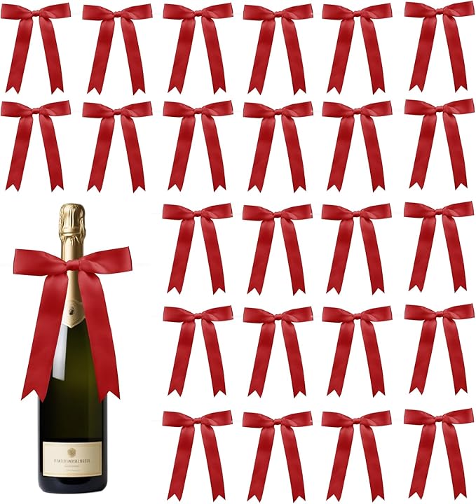 30 Pcs 5x7 Inch Satin Red Bows by Sokfone
