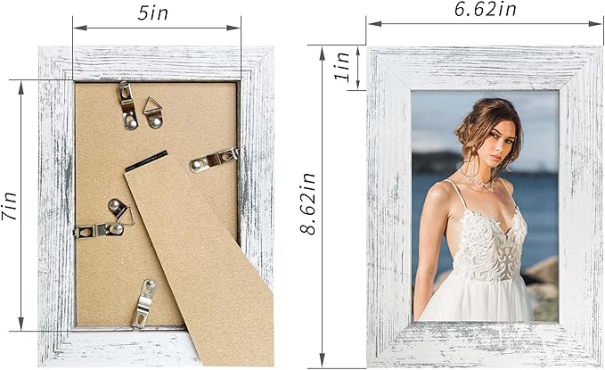 5x7 Picture Frame Set of 4, High Definition Glass Distressed White Frame - Image 5