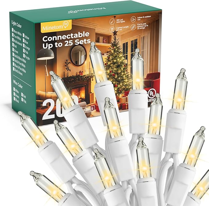 Minetom LED Clear White Christmas String Lights, Christmas Decorations Indoor by Minetom