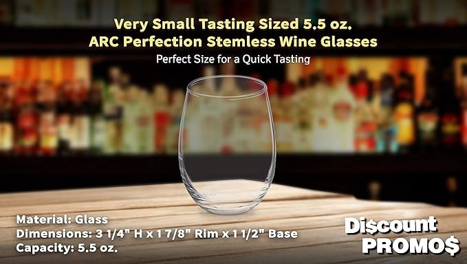 DISCOUNT PROMOS Stemless Wine Glasses by ARC 5.5 oz. Set of 12, Bulk Pack - Image 4