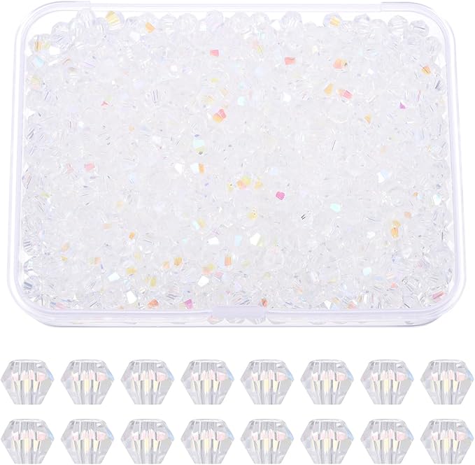 PATIKIL 1000pcs 3mm Bicone Glass Crystal Beads, Faceted Glass Spacer Beads by PATIKIL