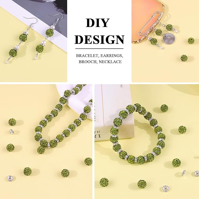 80pcs 10mm Olivine Rhinestone Beads - Image 5