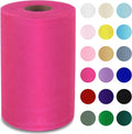 Hot Pink Tulle Fabric Roll 6” by 100 Yards Soft Tulle Spool by Grainear