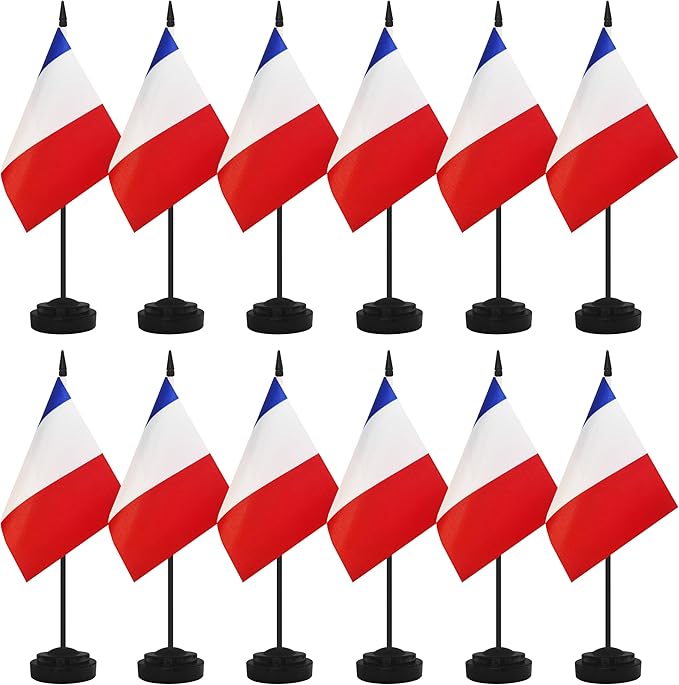 12 Pack France Desk Flags, French Desktop Flag, Small Miniature Office Flags by Unknown