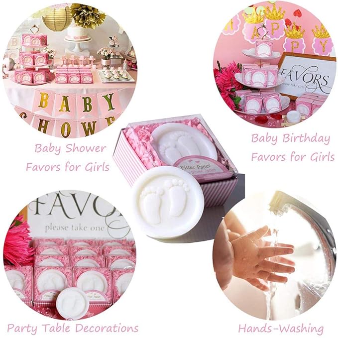 AIXIANG Baby Shower Favors Soaps Handmade Pink Gift Boxed Little Baby-feet - Image 5