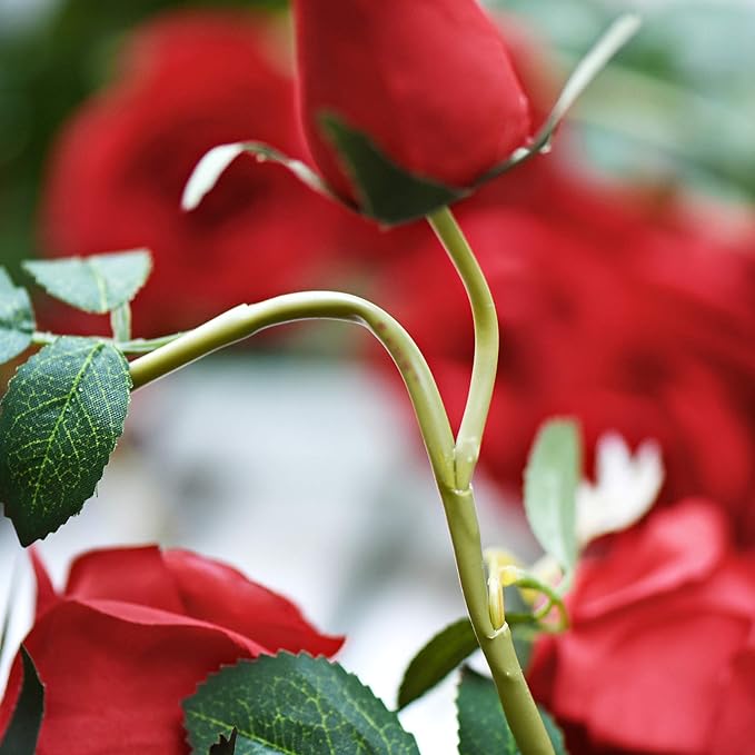 FiveSeasonStuff Classic Red Artificial Silk Roses Flower Garland, Bendable - Image 7