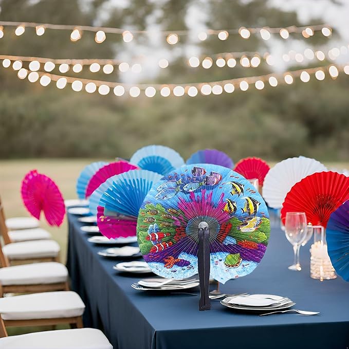 20 Pcs 10" Safari Print Animal Folding Paper Hand Fan Bulk - Image 6