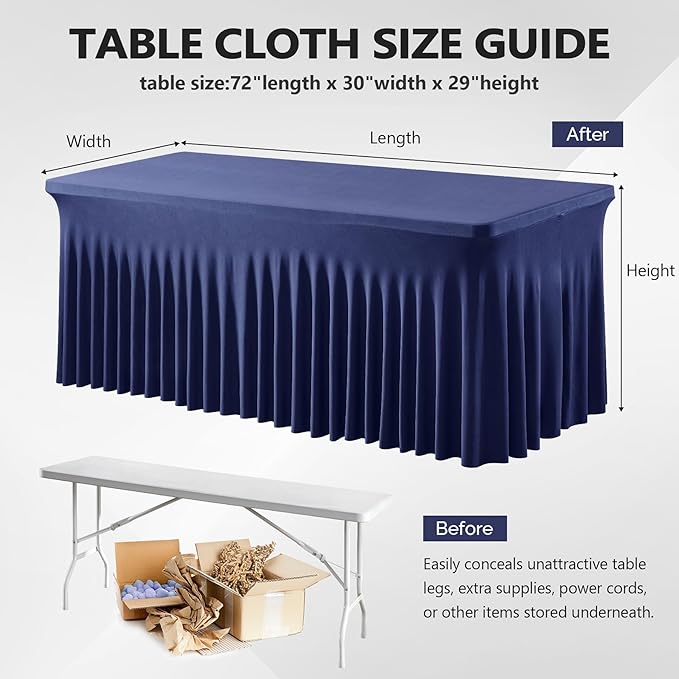 Wish Care 6 Pack Navy Blue Stretch Spandex Table Clothes - Image 3