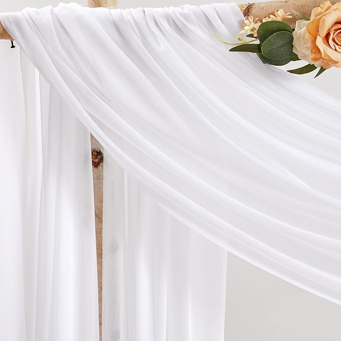 Wedding Arch Draping Fabric 1 Panel 30" X 20FT Sheer Arch Drapes Fabric White - Image 2