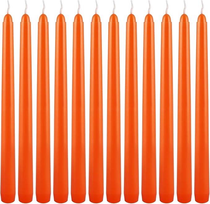 10 Inch Orange Slender Taper Candles Set - Image 8