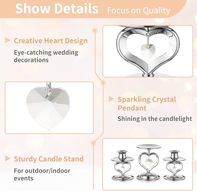 Nuptio Unity Candle Holder Silver Candlestick Holder - Image 5