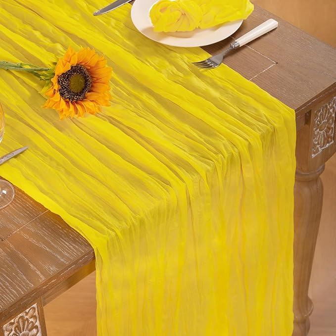 Lemon Yellow Cheesecloth Table Runner 6 Pack Fall Table Runners Boho Gauze 120 - Image 5