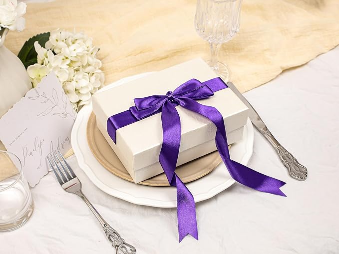 Purple Satin Ribbon 1 inch X Continuous 50 Yards, Single Face Polyester Ribbon - Image 5