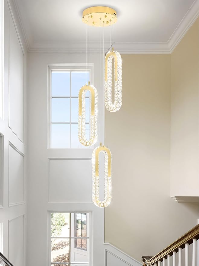 Modern Pendant Light for Kitchen Island Crystal Ring Chandelier Gold LED - Image 6