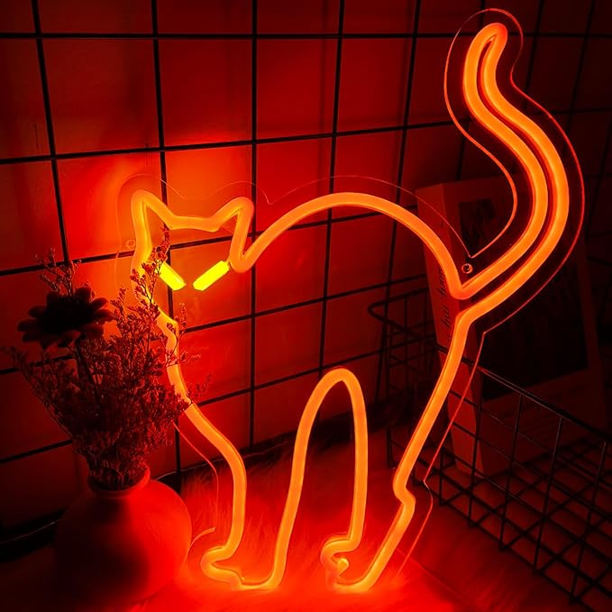 Halloween Orange Cat Neon Signs - Image 6
