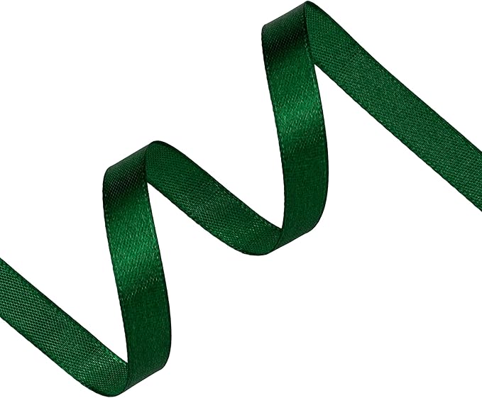 Green Satin Ribbon 3/8 inch X Continuous 100 Yards, Single Face Polyester - Image 2