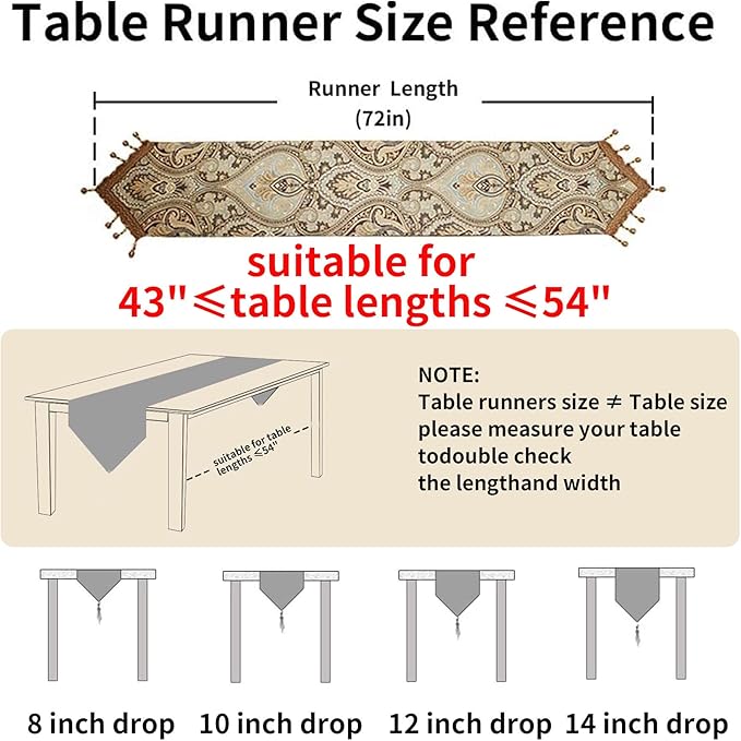 Luxury Vintage Design Table Runners 72 inches Long Embroidery Jacquard Fabric - Image 2