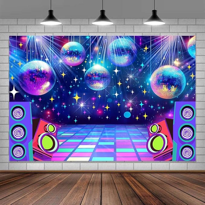 Disco Backdrop 7 x 5 ft Retro Glow Party 70s 80s 90s Theme Stage Dance by MERCHR