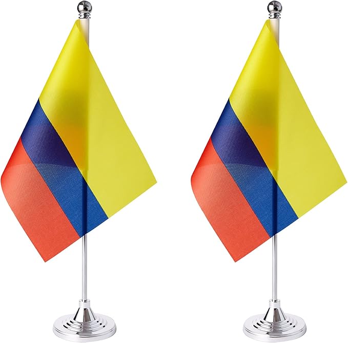 ZXvZYT 2 Pack Colombia flag Colombian Table Flag Small Mini Colombian Desk Flags by ZXvZYT