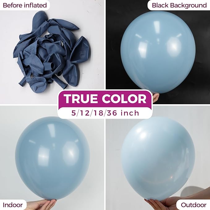 Bezente Dusty Blue Balloons Latex Party Balloons - Image 2