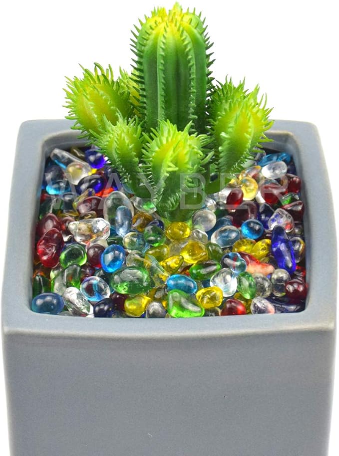 Rainbow Glass Stones, 1Lb/460g Irregular Sea Glass Pebbles Non-Toxic Artificial - Image 4