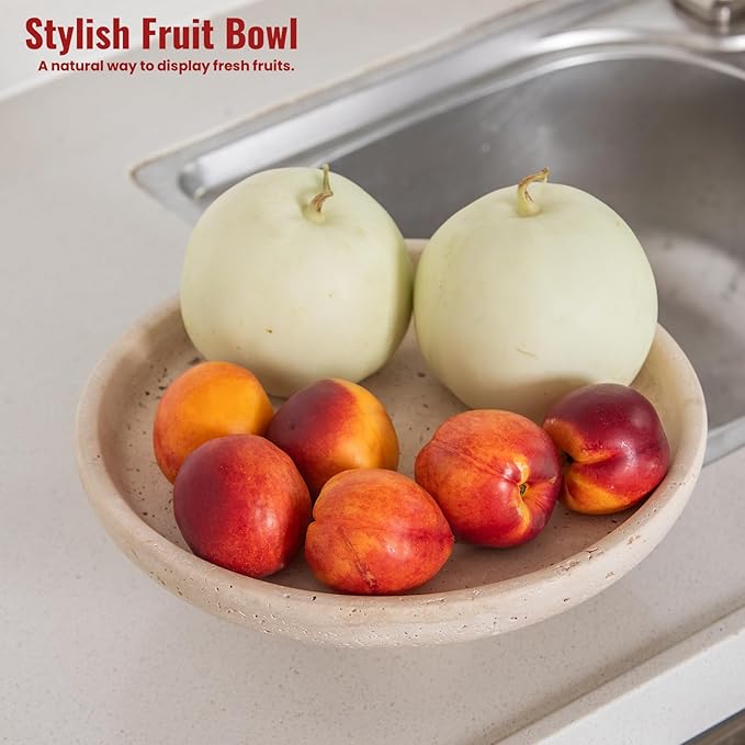 Natural Travertine Fruit Bowl 10.2" – Large Decorative Bowl & Travertine Decor - Image 5