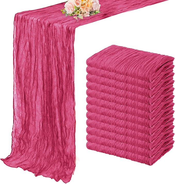Hot Pink 12 Pack Cheesecloth Table Runner 10FT Boho Fabric Rustic Cheese Cloth by FoliafeelHome