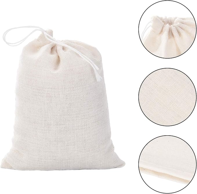 Tatuo 200 Pack Muslin Bags Burlap Drawstring sachet Bags Multipurpose Canvas - Image 3