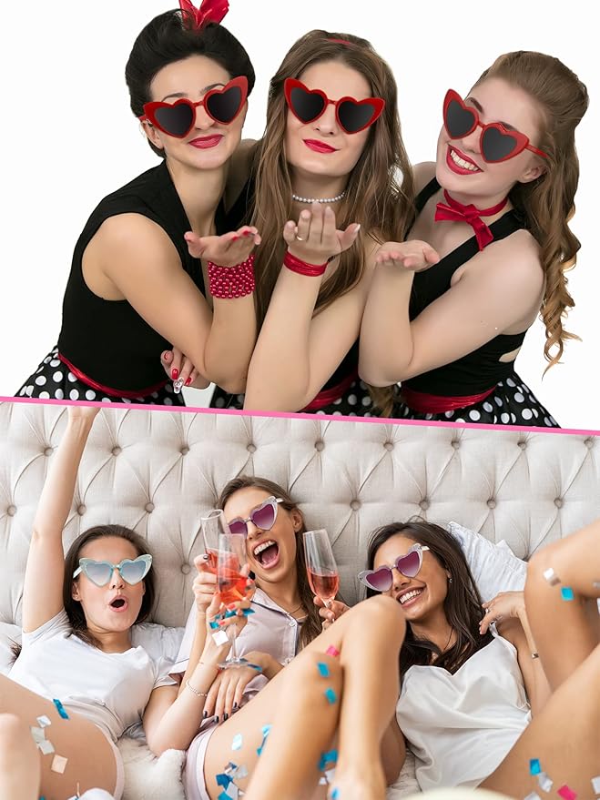 Flutesan 12 Pack Bachelorette Sunglasses Bride Bridesmaid Heart Shaped - Image 5