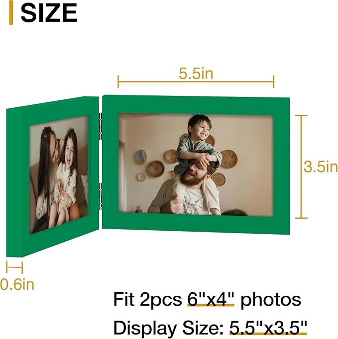decorUhome Double 6x4 Picture Frame Horizontal, Engineered Wood Bifold Photo - Image 4