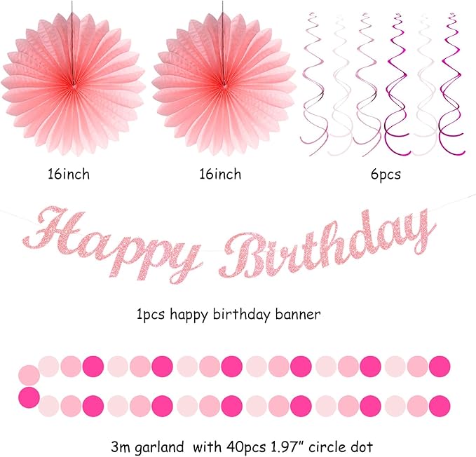 Light Hot Pink Birthday Party-Decorations - Image 3