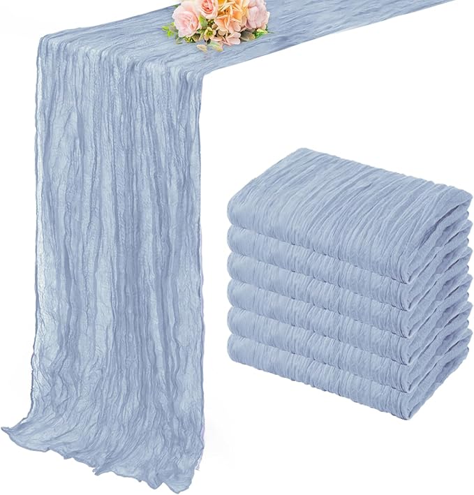 6 Pack Dusty Blue 10FT Cheesecloth Table Runner Rustic Gauze Fabric Cheese by FoliafeelHome