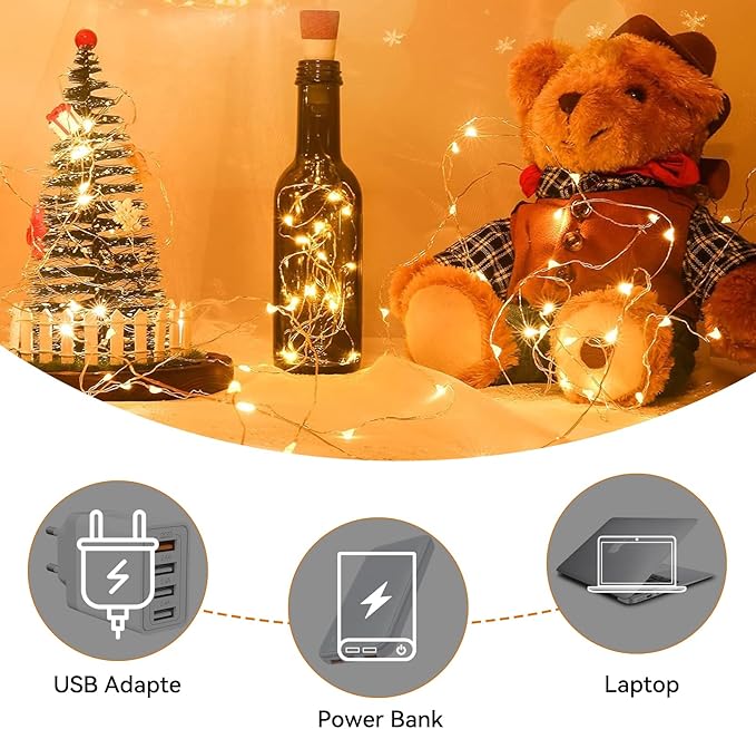 USB Bottle Lights Rechargeable Wine Bottle Fairy Lights Cork LED String Lights - Image 4