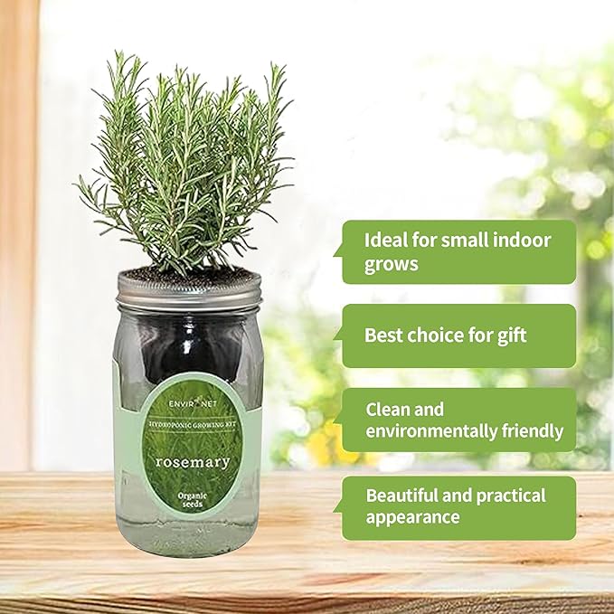 Hydroponic Herb Growing Kit, Self-Watering Mason Jar Herb Garden Starter Kit - Image 3
