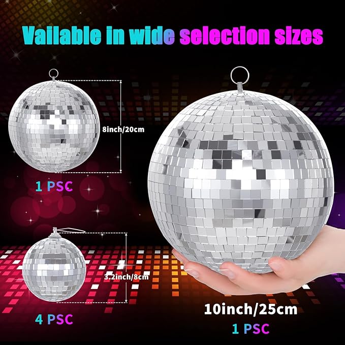 Large Mirror Disco Ball Bright Hanging Disco Ball: 6 Pcs Silver Reflective - Image 3