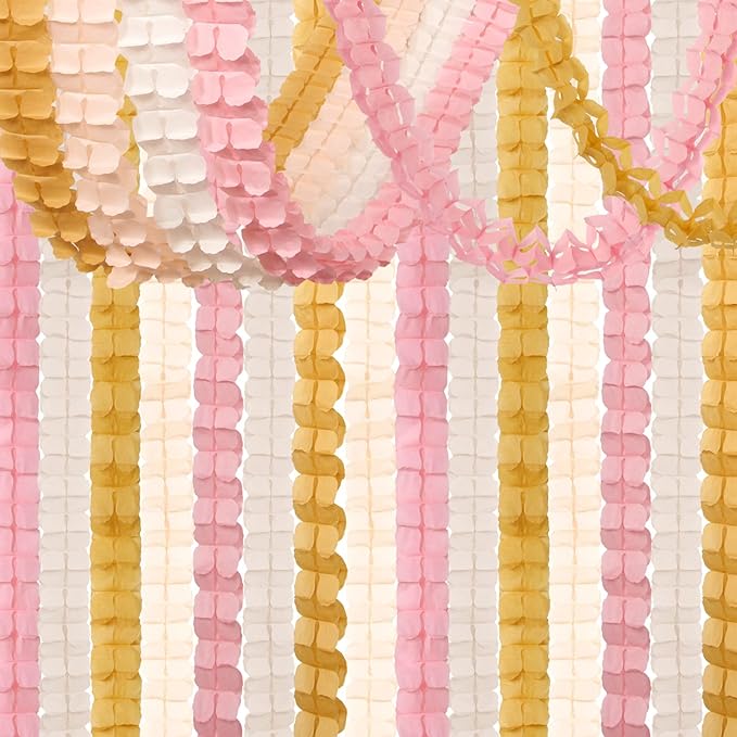 Pink-Peach Gold Party-Decorations Streamers-Garland by OURUOLA