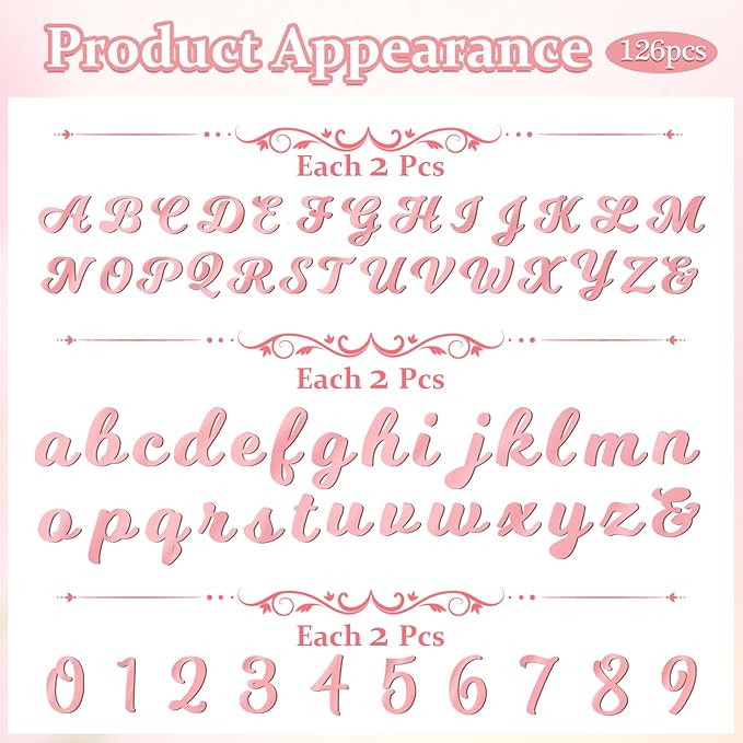 126 PCS Custom Name Cake Topper Acrylic Letters DIY Personalized A-Z & 0-9 - Image 2