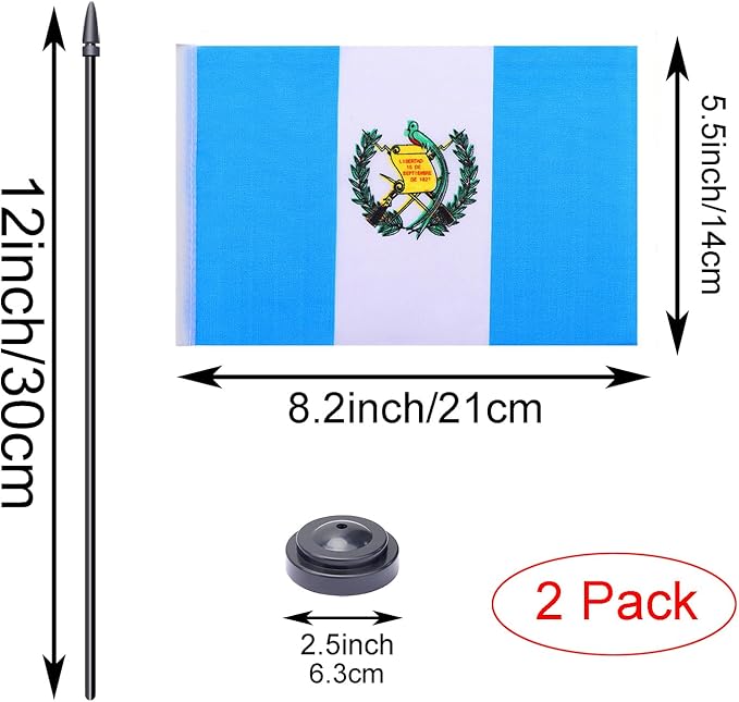 WXTWK 2 Pack Guatemala Flag Guatemala Deluxe Desk Flag Set - Image 2