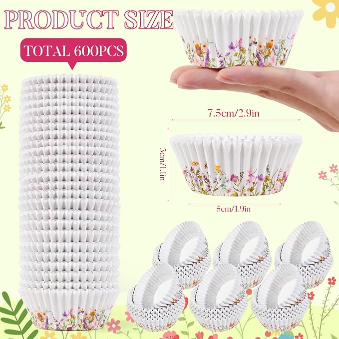 600 Count Elegant Wildflower Cupcake Liners - Image 2
