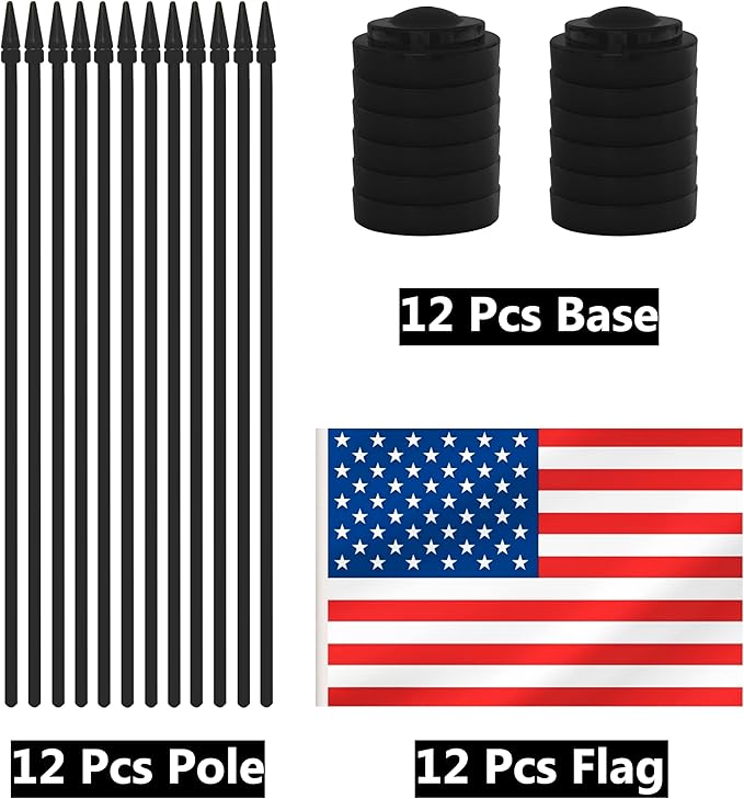 12 Pack USA Desk Flags, American Desktop Flag, Small Miniature Office Flags - Image 3