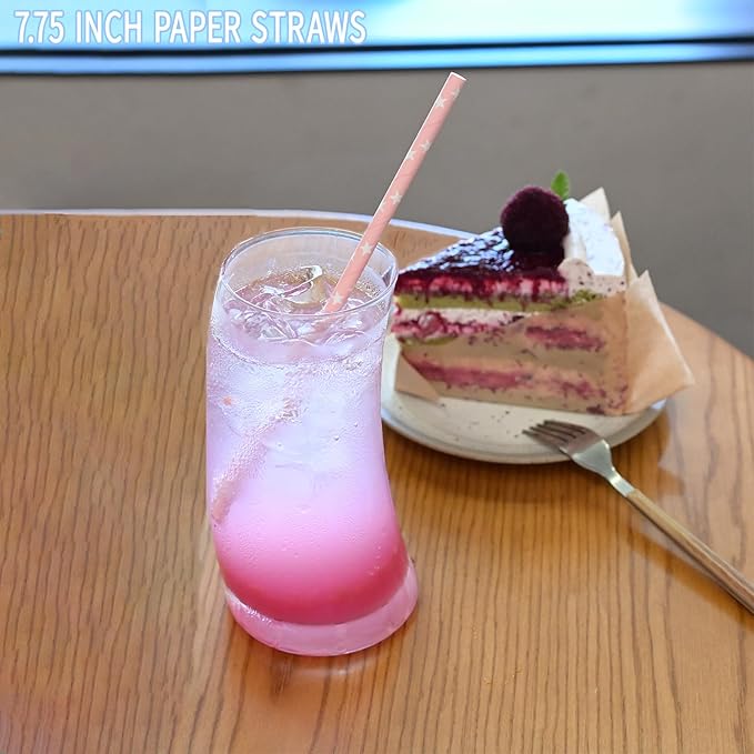 Pink Straws Disposable Biodegradable Star Paper Straws - Image 5