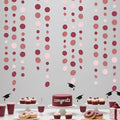 Burgundy Dusty Pink Decorations Circle Dot Garland Maroon Pink Hanging Polka by pinkblume