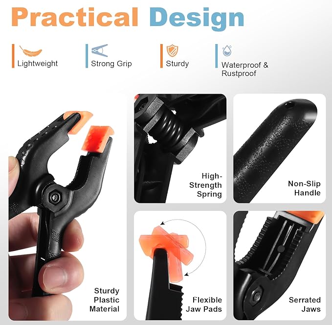 10 Pcs Spring Clamps, PureGuard 4.5 Inch Large Plastic Spring Clips Clamps - Image 5