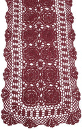 KEPSWET Cotton Handmade Crochet Lace Table Runner Wine Red Rectangle Coffee by KEPSWET