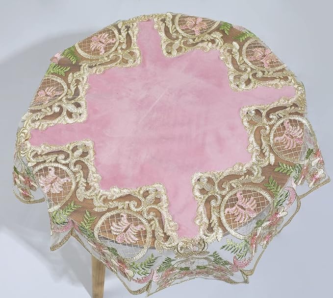 vctops Damask Lace Patchwork Tablecloth Luxury Square Small Table Cover Elegant - Image 3