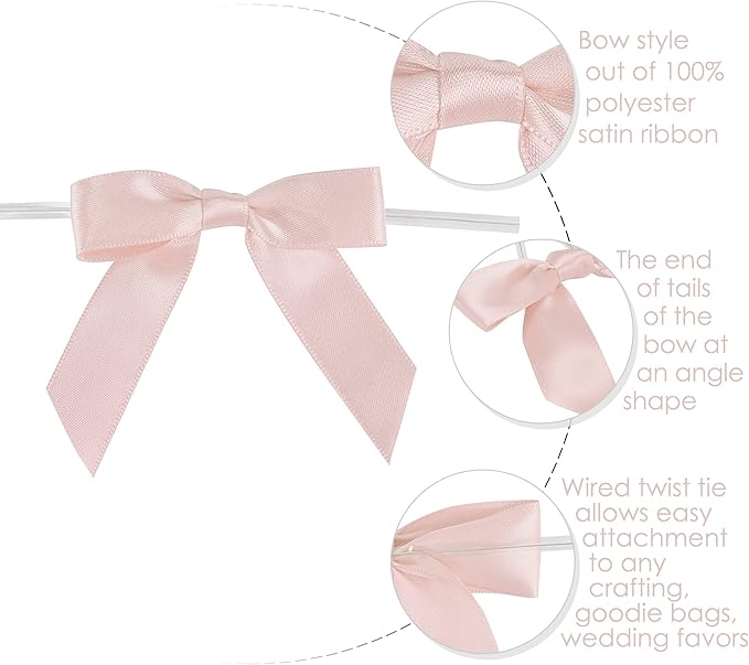 AIMUDI Small Rose Gold Bows 2.5" Pretied Satin Bows - Image 4