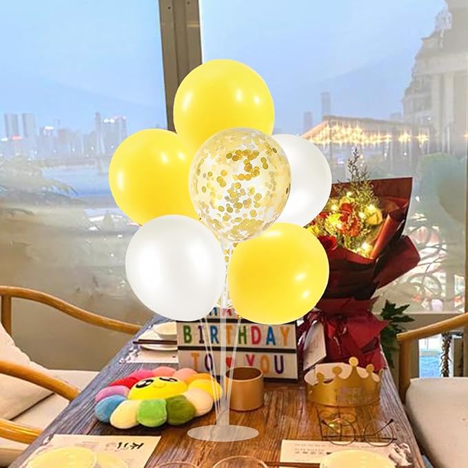 Yellow and White Balloon Stand Centerpiece Table Decorations - Image 4