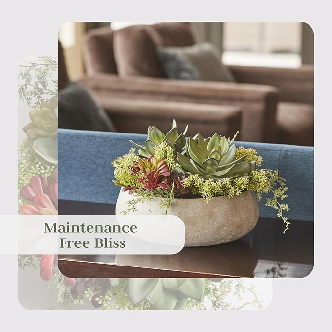 Round Faux Succulent Arrangement, Display on Any Surface in Your Home Adding an - Image 4