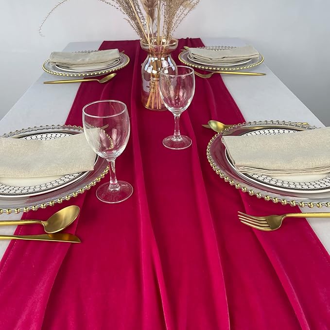 Velvet Table Runner, 10ft Luxurious Wedding Reception Decorations Soft Velvet - Image 6