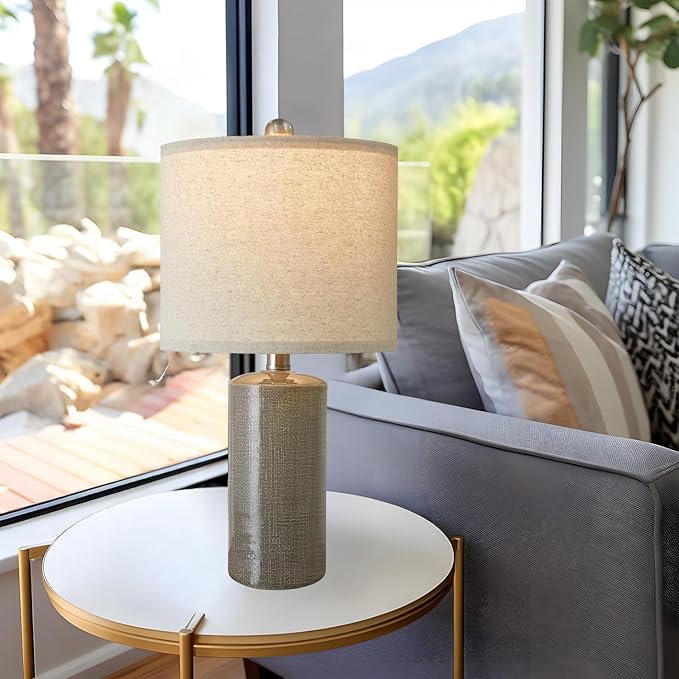 20.25/inch Modern Ceramic Table lamp Set of 2 Small Farmhouse Bedside lamp Dark - Image 8